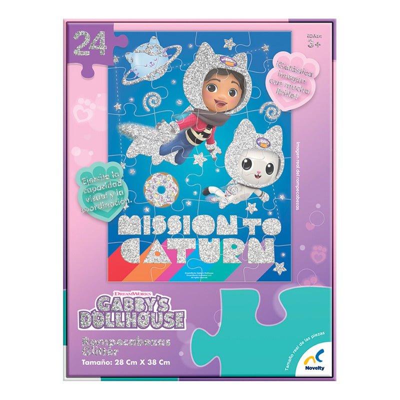 Gabbys Dollhouse Rompecabezas Glitter 24pz 28x38cm Novelty