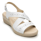Sandalia Casual Cuña Baja Para Dama Mod.116024 Marca Flexi® Blanco Perforado 25 Mx