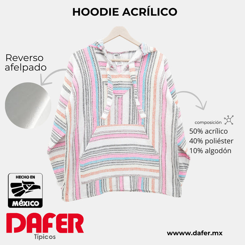 Suéter Poncho Canguro Artesanal Hoodie Acrilico Colores