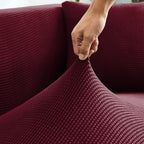Cubre Sala Set 3 Piezas Estirable Ajuste Perfecto Blank &co® Vino Geométrico