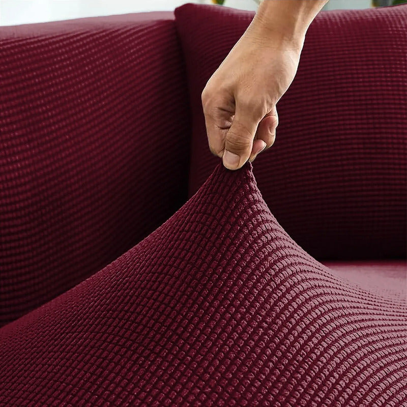 Cubre Sala Set 3 Piezas Estirable Ajuste Perfecto Blank &co® Vino Geométrico