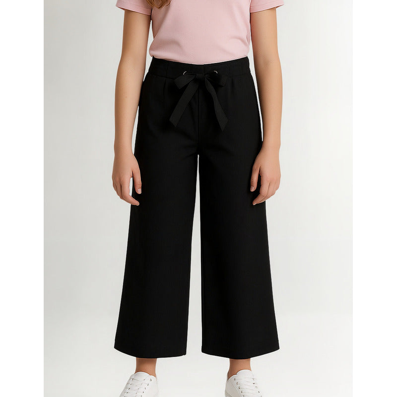 Pantalón Cropped Con Lazada De Punto Roma Mod.6577 Mayoral® Negro Liso 16