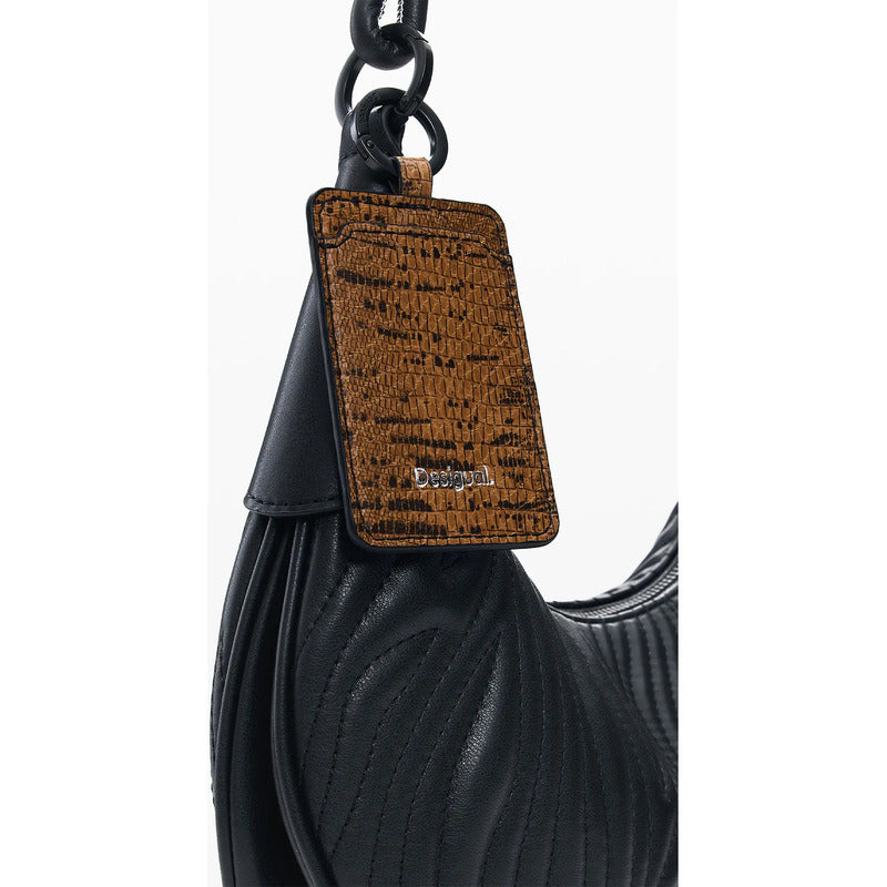 Bolso Ovalado Mediano Con Relieves 26saxpbc/2000 Desigual® Negro Relieves Níquel