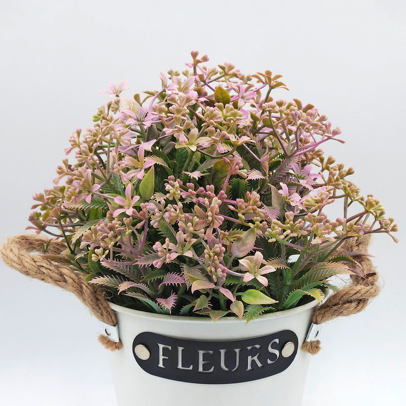 Maceta Decorativa Vintage Con Flores Artificiales Adorno