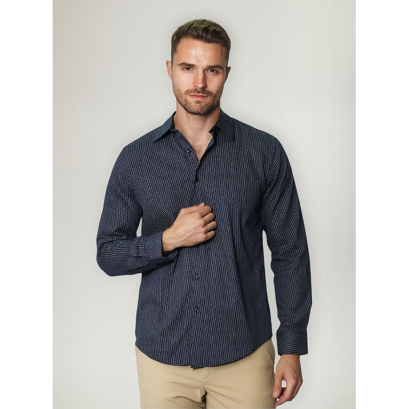 Camisa Para Hombre Manga Larga Puntos Mod. B45312 Bobois®