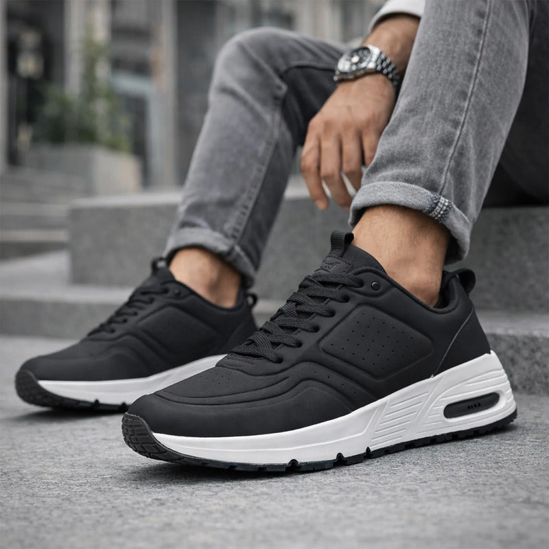 Tenis Con Cápsula De Aire Para Hombre M.422403 Marca Flexi® Negro Lisa 26 Mx