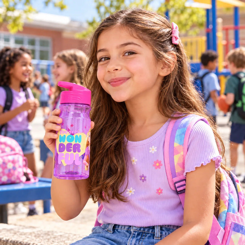 Botella De Agua Ligera Con Manija Para Niños Varios Diseños Princesa 1669-1143