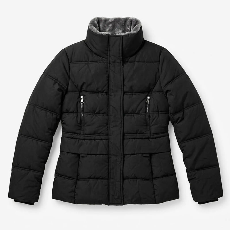 Chamarra Para Mujer Cuello Peluche Dw89-pol7355 Greenlander® Negro Eg Capitonado