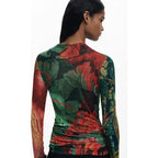 Blusa Ligera Cuello Alto Para Mujer 25wwjf48/4055 Desigual® Multicolor Geométrico Xl