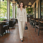 Blazer Saco Formal Para Mujer Mod. Cg00293 Marca Ferriano® Arena Rayas Ch