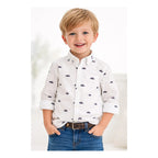 Camisa Estampada Para Niño Mod. 4121 Marca Mayoral® Blanco Carritos 6