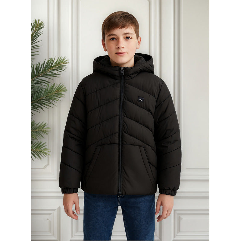 Chamarra Acolchada Para Niño Mod.7462 Marca Mayoral® Marrón Oscuro 10 Lisa