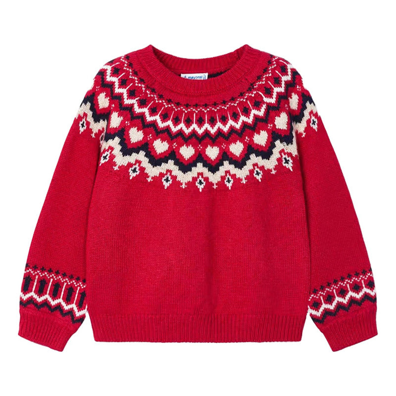 Suéter Jacquard Tejido Para Niña Mod.4358 Marca Mayoral® Rojo Tejido 3