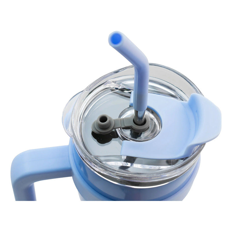 Termo Doble Pared Acero Inoxidable Con Asa/popote 1.2l Nuvó®