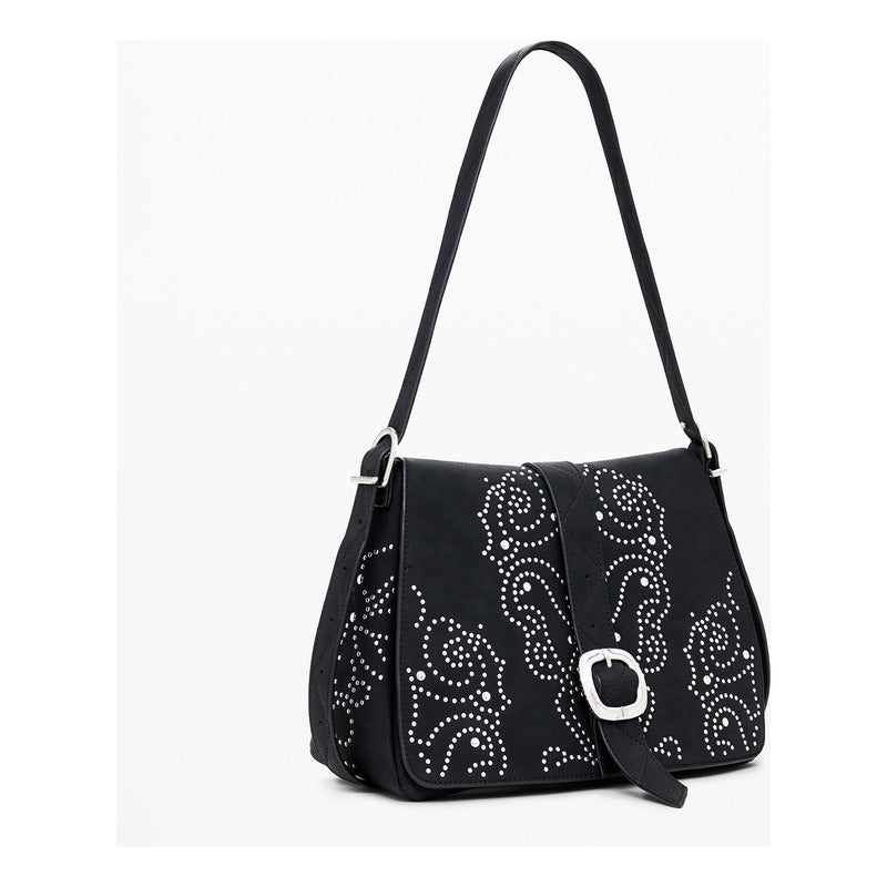 Bolso Cruzado Efecto Piel Tachuelas 25waxpbh/2000 Desigual® Negro Lisa Níquel