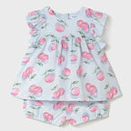 Conjunto De Niña Blusa+short Mod.1238 Marca Mayoral® Azul Frutos 3 Años