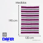 Falsa Artesanal 1.90m X 1.20m Cobija Multiusos Mexicana Geométrico 1 Kg Lila