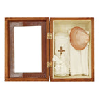 Set Para Bautizo Vela+concha+toalla+caja De Madera