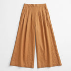 Pantalón Palazzo Lino Pierna Ancha Pg00677 Marca Ferriano® Camel Lisa M