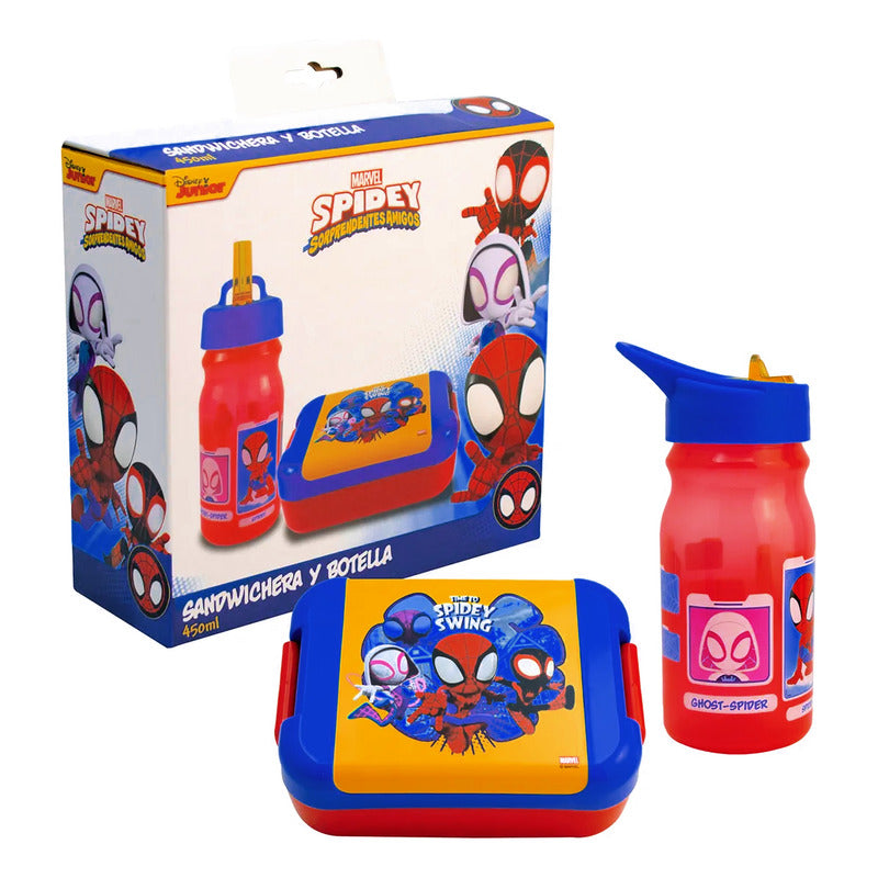 Lonchera Infantil De Plástico Con Botella Diseños Varios