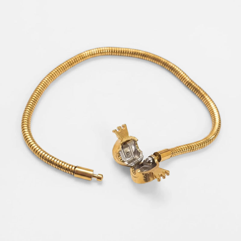 Pulsera Elegante Con Corona Para Mujer Bisutería Fina Dorado 18 Cm