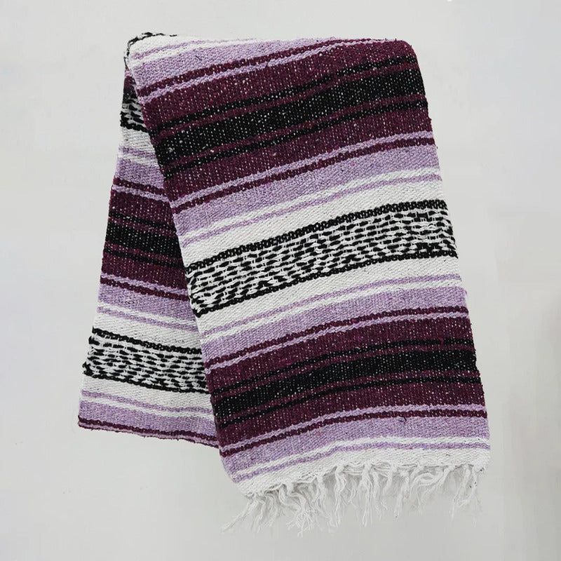 Falsa Artesanal 1.90m X 1.20m Cobija Multiusos Mexicana Geométrico 1 Kg Violeta