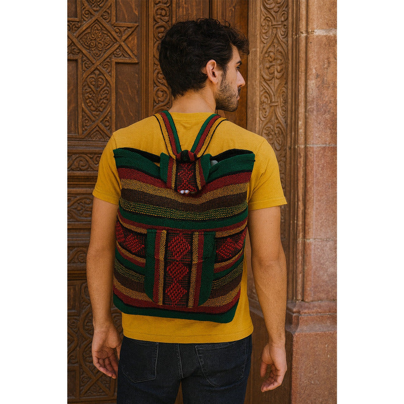 Mochila Artesanal Tejida Tipo Morral Con Bolsillo Frontal 10kg