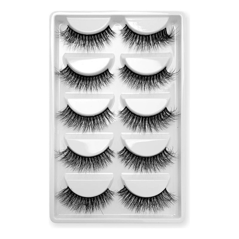 Pestañas Postizas En Tira 5 Pares Marca Kfer Valtierra® Negro Whispy K1 D 1.5 Cm
