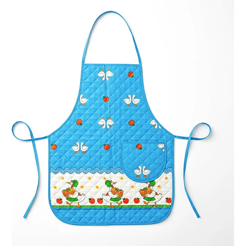 Mandil Delantal Ajustable Multiusos Repelente 65x50cm Celeste Patos