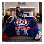 Cobertor Edredón De Borrega Matrimonial Providencia® Futbol Cruz Azul 1 Kg Multicolor