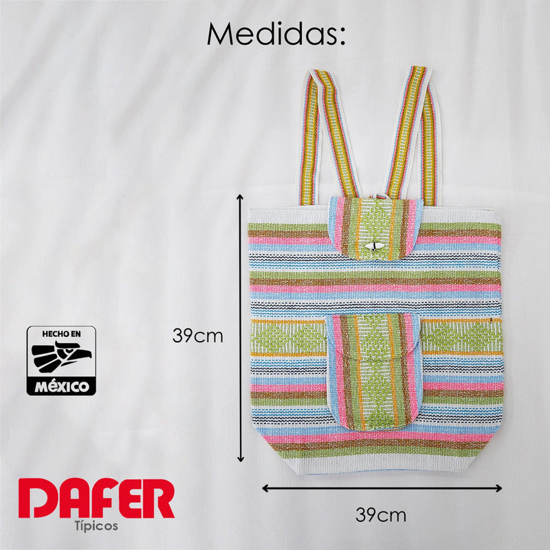 Mochila Artesanal Tejida Tipo Morral Con Bolsillo Frontal 10kg