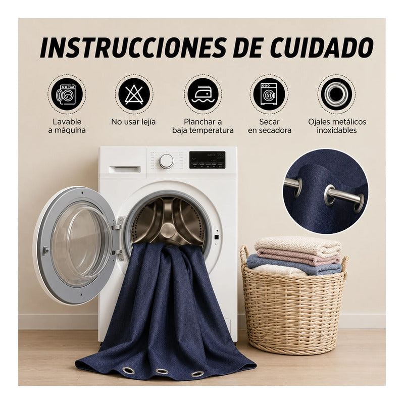 Set De Cortinas Blackout  Impermeables 1.37 X 2.13mts Luna® Azul