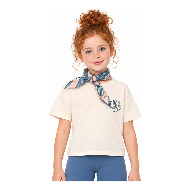 Blusa Con Mascada Para Niña Mod.3009 Marca Mayoral® Hueso Lisa 8 Años