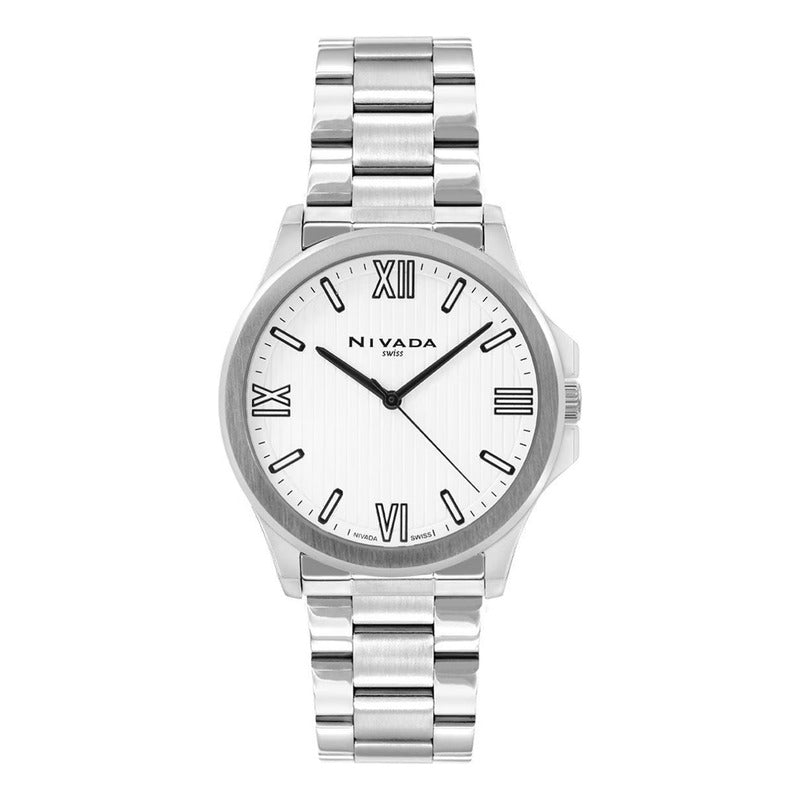Reloj Para Mujer Np22422lacpr Corporate Marca Nivada Swiss® Plateado Blanco