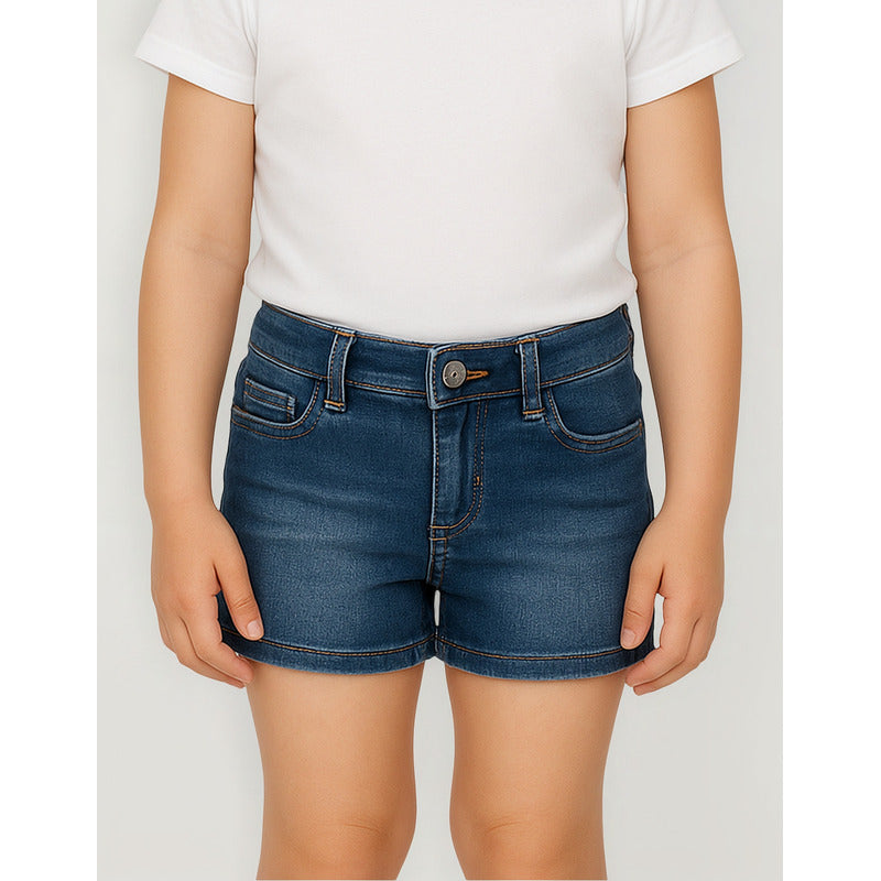 Short Casual Para Niña Mod.236 Marca Mayoral® Azul Acero Lisa 5