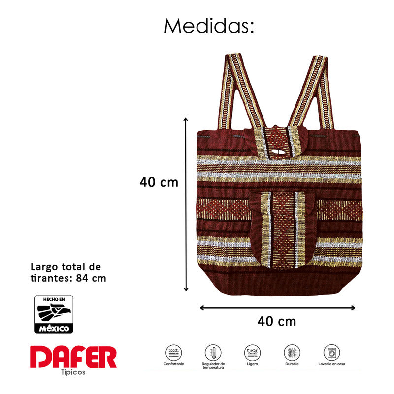 Mochila Artesanal Tejida Tipo Morral Con Bolsillo Frontal 10kg