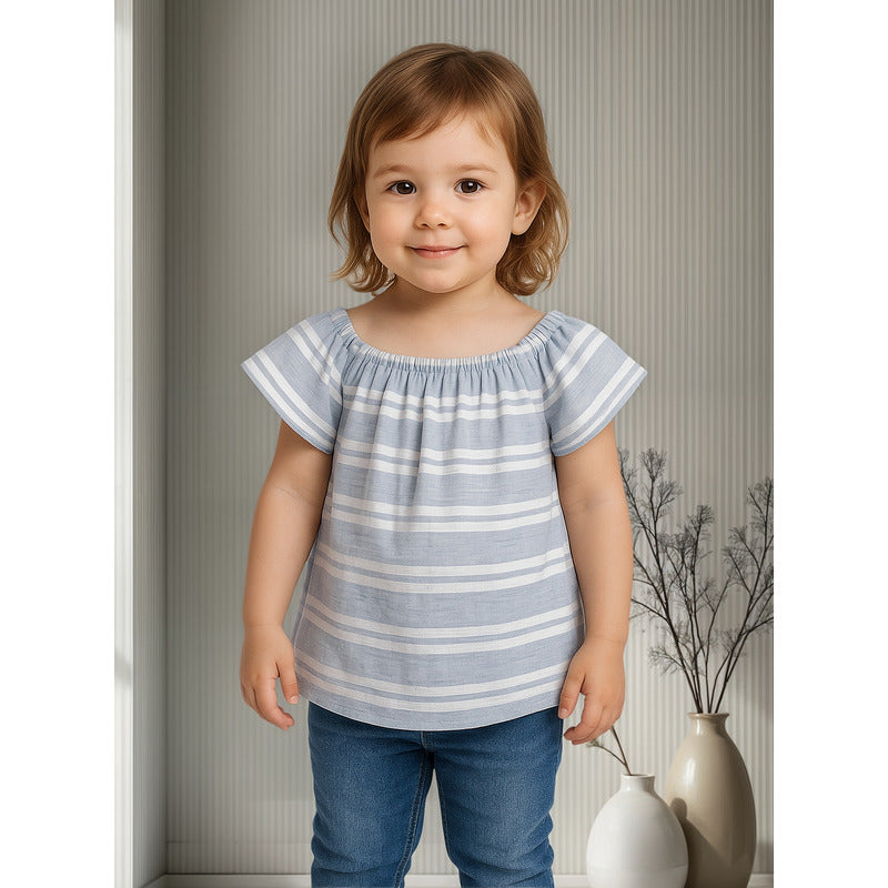 Blusa Cuello Elástico Para Niña Mod.916-3791aa Marca Losan®