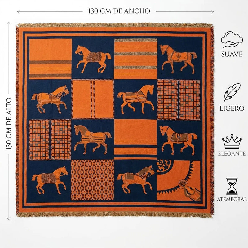 Chalina Chal Casual Suave Para Mujer 130x130cm Multiusos Multicolor Caballos Unitalla