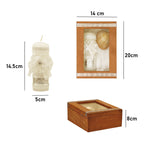 Set Para Bautizo Vela+concha+toalla+caja De Madera