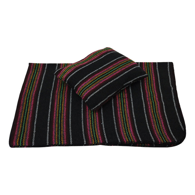 Frazada De Viaje Artesanal Con Almohada Set De Descanso
