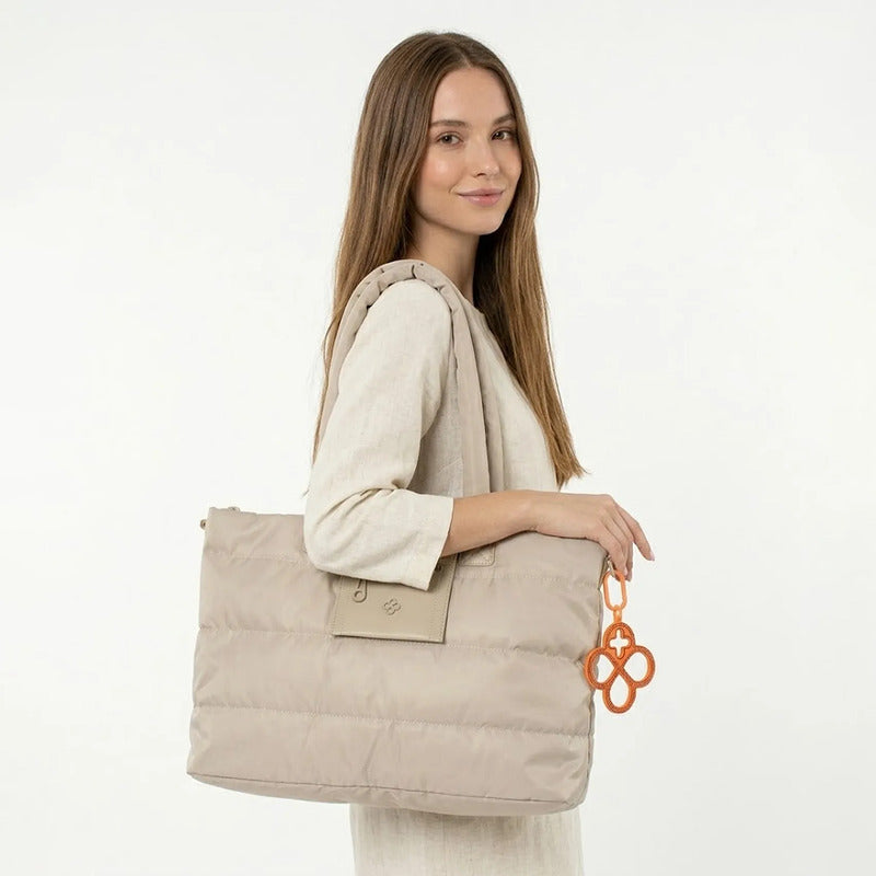 Bolso Tote Para Mujer Mod. Ji 2829 Marca Jaime Ibiza® Beige Lisa Níquel