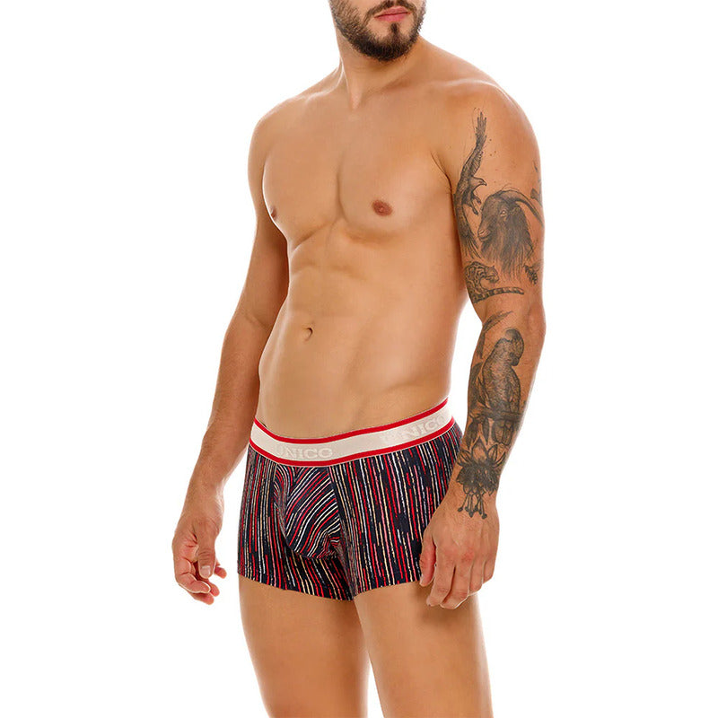Bóxer Corto Elástico Para Hombre Marca Mundo Único® Inmenso Rayas S