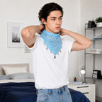 Paliacate Tradicional Multiusos Accesorio Unisex 55x55cm Celeste Geométrico Unitalla