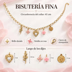 Collar Dorado Para Mujer Con Dijes Románticos Bisutería Fina Dorado