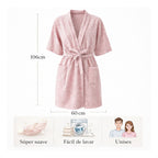Bata Domino Suave Para Descanso / Baño Con Bolsillos Unisex Rosa Palo Dominó Unica