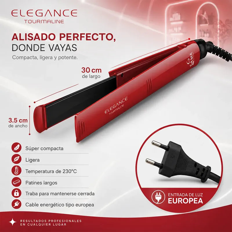 Plancha De Cabello Elegance Tourmaline Digital Ga.ma Italy® Rojo