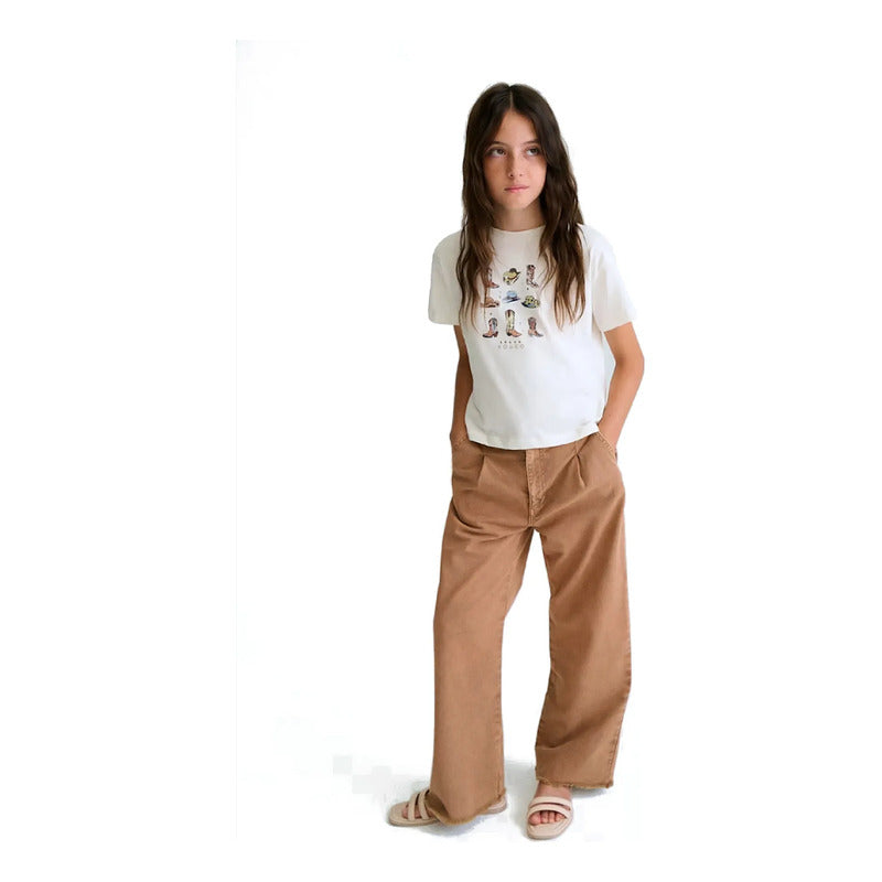 Playera Juvenil Mujer Estampada Mod.6005 Marca Mayoral® Beige Rodeo 16 Lisa