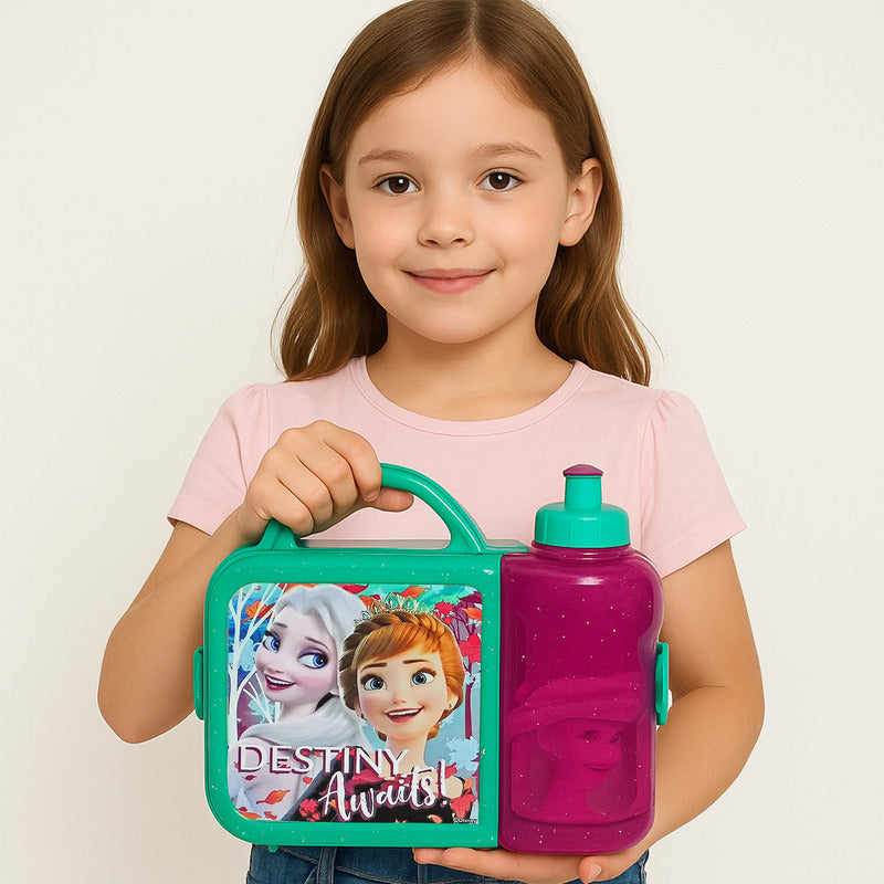 Lonchera Infantil De Plástico Con Botella Diseños Varios