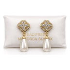 Aretes Elegantes Gota De Perla Para Mujer Bisutería Fina Beige