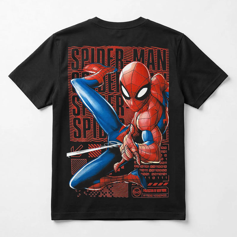 Playera Oversize Fit De Hombre Spider Mascara De Latex® Negro Spider Eg Lisa